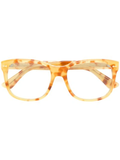 Gucci Square Frame Glasses In Yellow/orange