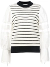 Sea Coco Crewneck Long-sleeve Combo Striped Sweater In White