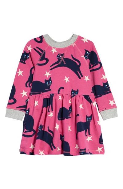 Mini Boden Kids' Jersey Sweatshirt Dress In Tickled Pink Cats