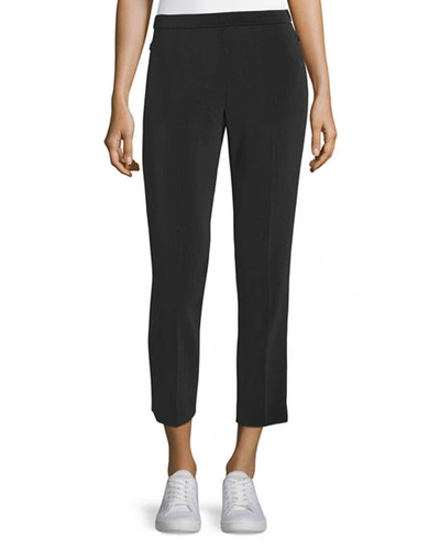 Theory Admiral Crepe Straight-leg Basic Pull-on Pants In Black