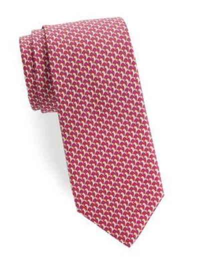 Ferragamo Scottish Terrier Silk Tie In Red