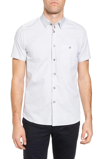 Ted Baker Dotdots Trim Fit Dot Short Sleeve Sport Shirt In White