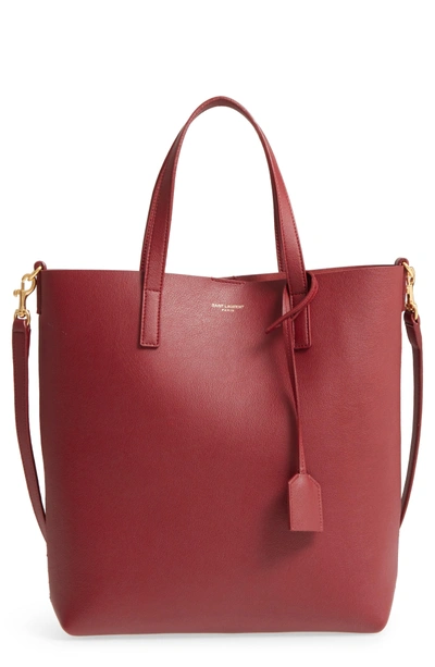 Saint Laurent Toy Shopping Leather Tote In Bordeaux