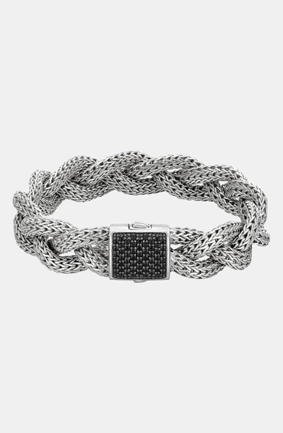 John Hardy Sterling Silver Classic Chain Lava Medium Braided Bracelet With Black Sapphires In Silver/ Black Sapphire
