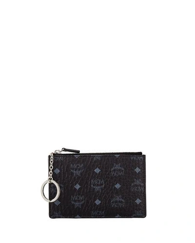 Mcm Canvas Logo Mini Key Pouch Bag In Black