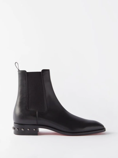 Christian Louboutin Men's So Samson Spike-heel Leather Chelsea Boots In Black
