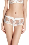 Simone Perele 'saga' Embroidered Boyshort Briefs In Ivory/ Nude