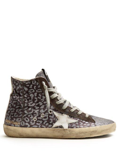 leopard print high top trainers
