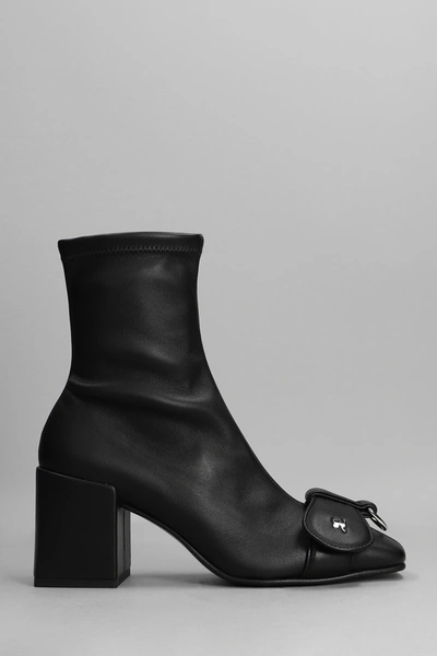 Courrges Low Heels Ankle Boots In Black Leather