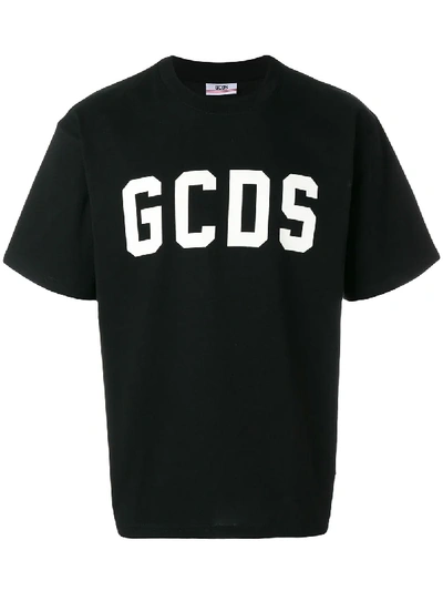 Gcds Logo Printed Cotton Jersey T-shirt In Black