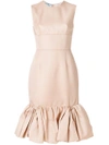 Prada Ruffle Hem Midi Dress - Neutrals