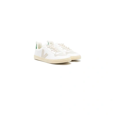 Veja Teen White V-10 Low-top Faux Leather Sneakers