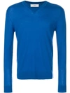 Pringle Of Scotland V-neck Merino Wool Jumper In Blue