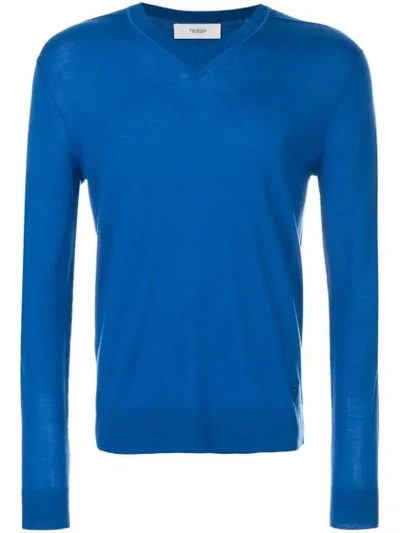Pringle Of Scotland V-neck Merino Wool Jumper In Blue