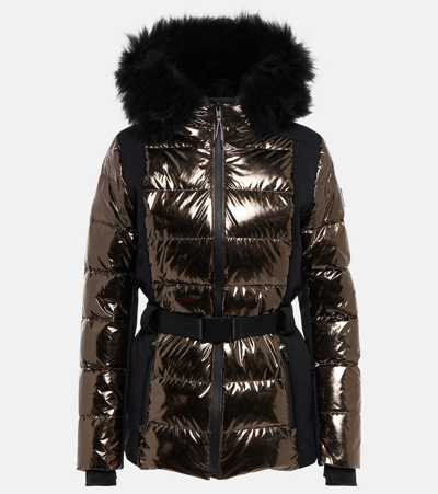 Yves Salomon Shearling-trimmed Quilted Down Coat In Black