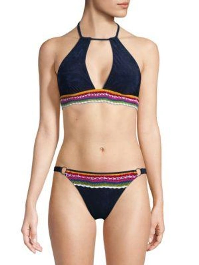 Nanette Lepore Crochet Denim Bikini Top