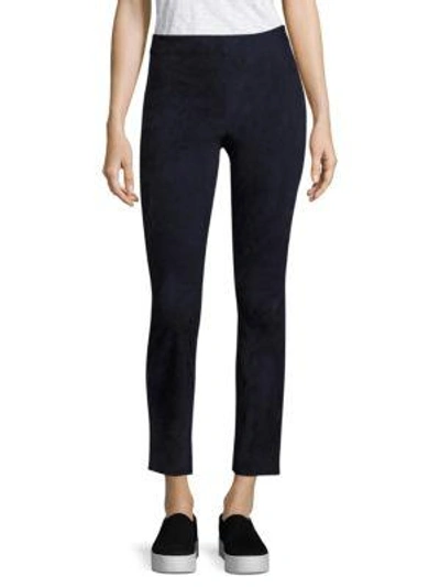 Vince Cropped Suede Pants In Coastal Blue