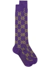 Gucci Gg Supreme Lurex Socks In Pink/purple