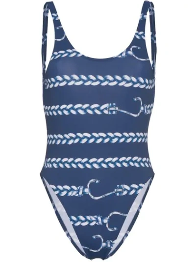 Belusso Nautical Print Swimsuit In Blue