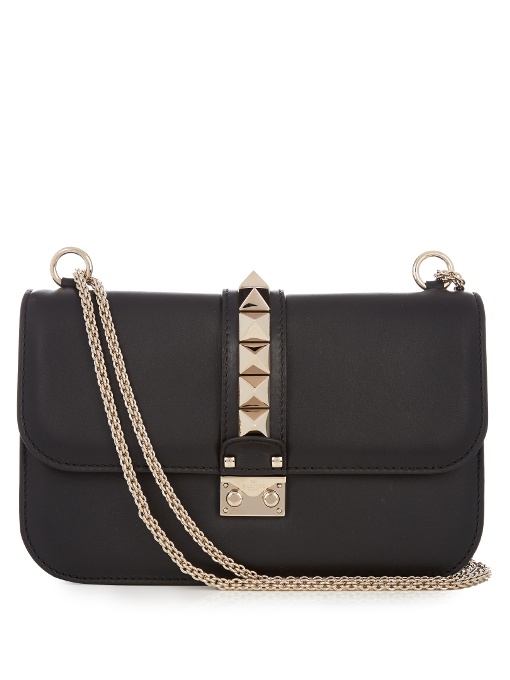 Valentino Garavani 'medium Lock' Studded Leather Shoulder Bag In Black | ModeSens