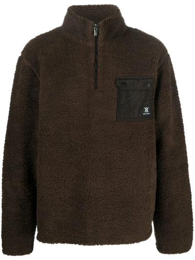 Daily Paper Logo-patch Fleece Sweatshirt In Brown