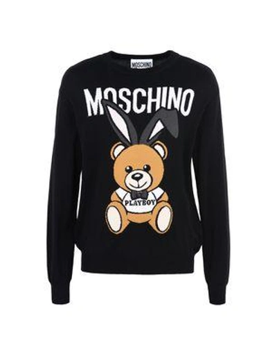 Moschino Black Big Teddy Bear Crewneck Sweater