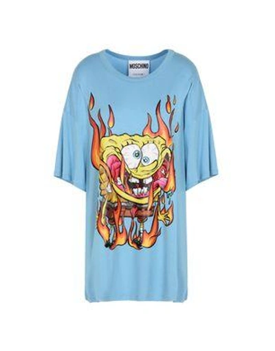 Moschino Short Sleeve T-shirts In Sky Blue