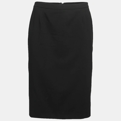 Pre-owned Giorgio Armani Black Wool Pencil Skirt S