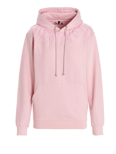 Dea Feather Detail Hoodie In Pink
