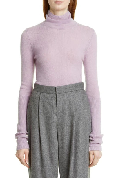Maria Mcmanus Featherweight Recycled Cashmere & Organic Cotton Turtleneck Sweater In Lilac