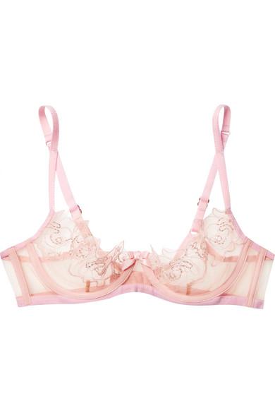 Agent Provocateur Lindie Embellished Embroidered Tulle Underwired Bra ...