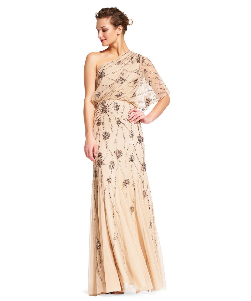 adrianna papell one shoulder dress