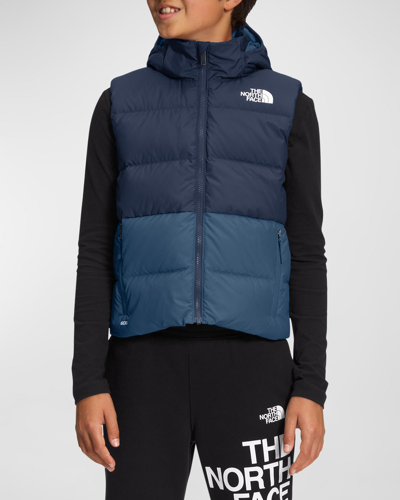The North Face Kids' Little Boy's & Boy's Reversible North Down Hooded Vest In Summit Navy