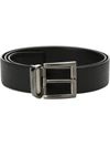 Prada Saffiano Cuir Leather Reversible Belt In Black