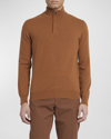 Zegna Pull À Col Montant Zippé En Oasi Cashmere Foliage Foncé Chiné In Dark Foliage