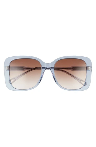 Chloé Xena 55mm Rectangular Bio Acetate Sunglasses In Blue