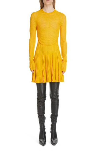 Givenchy Geometric Semi-sheer Knitted Mini Dress In Yellow