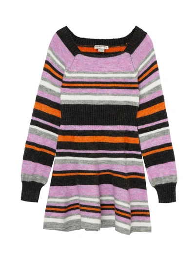 Habitual Kids' Girl's Multi Stripe Fit-and-flare Sweater Dress In Neutral