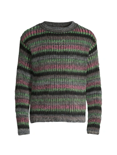 Agr Stripe Print Mohair Blend Knit Sweater In Neutral