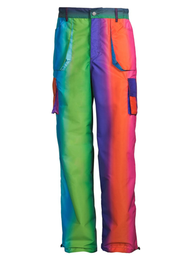 Agr Gradient Print Nylon Cargo Pants In Multicolor