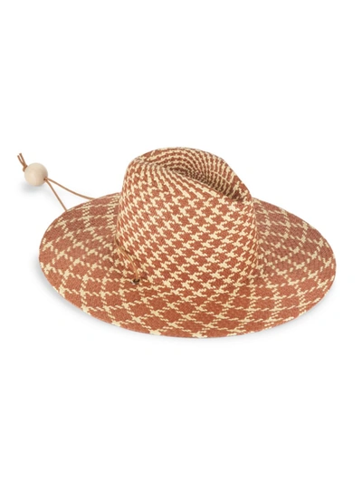 Loeffler Randall Wylie Checkered Straw Hat In Natural Safari