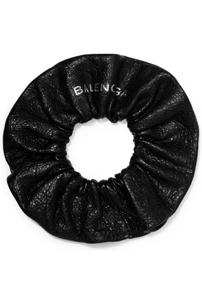 Balenciaga Chouchou Textured-leather Bracelet In Black