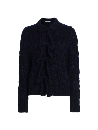 Cecilie Bahnsen Cable Tie-front Cardigan In Blue