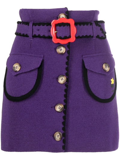 Cormio Helga Belted-waist Mini Skirt In Viola