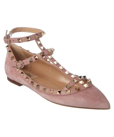 Valentino Garavani Valentino Rockstud Leather & Suede Ballerina Flat In Light  Pink | ModeSens