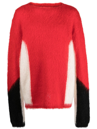 424 Mohair Blend Oversize Knit Sweater In Red,white,black