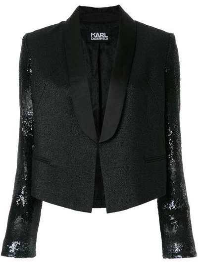 Karl Lagerfeld Cropped Tuxedo Blazer
