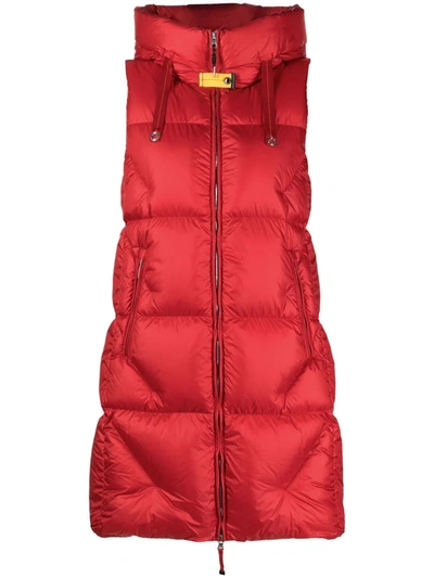 Parajumpers Zuly Long Puffer Vest In Red