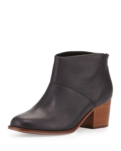Toms Leila Leather Block-heel Bootie, Black | ModeSens