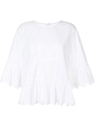 Mcq By Alexander Mcqueen Panelled Peplum Blouse In White
